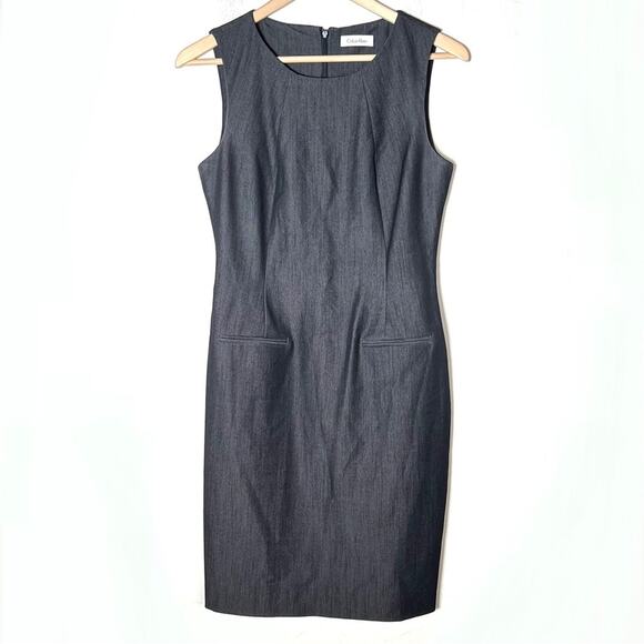 Calvin Klein gray business casual sheath suit dress size 4? B125 - Picture 1 of 3
